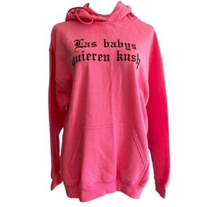 Bad Bunny Hot Pink Krippy Kush Graphics Hoodie Sweatshirt size L